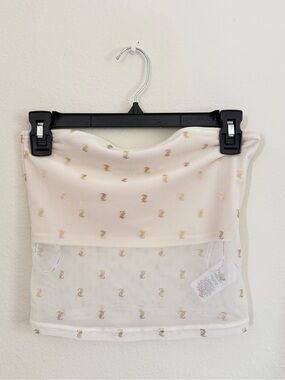 Juicy Couture Cream Mesh Tube Top with Gold Embellishment